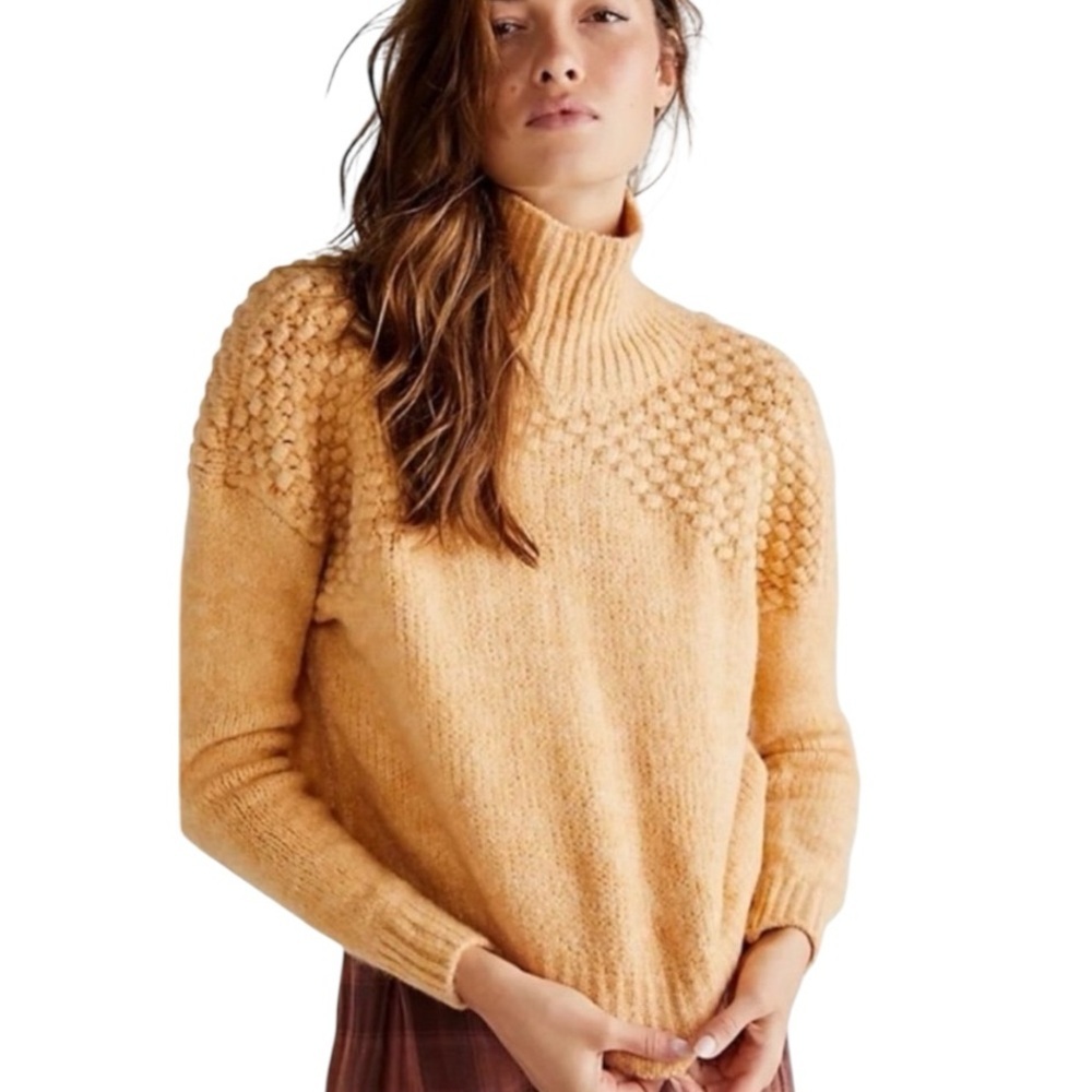 Free People Bradley Camel Heather Turtleneck Sweater XS